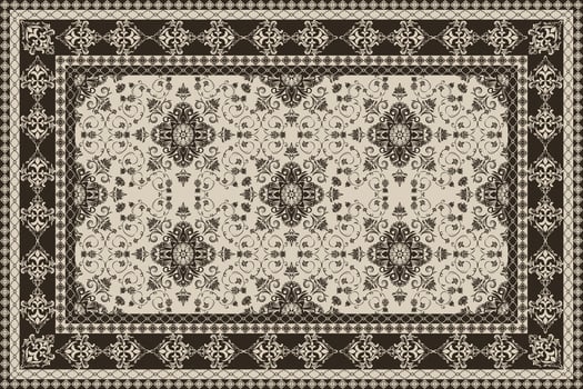 Vintage Arabic pattern.Persian colored carpet.Rich ornament for fabric design,handmade,interior decoration,textiles.Abstract design of persian carpet with geometric ornament. monochome background. vector