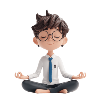 Cartoon Character Meditating in Lotus Position png