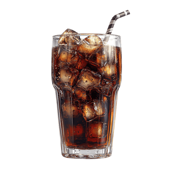 Glass of Cola with Ice and Straw png
