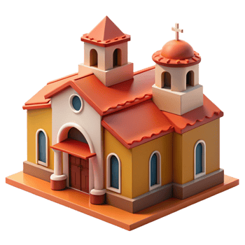 impressive contemporary Spanish Colonial mission, stucco walls, red tile roof, warm sunlight, highly detailed, Spanish Colonial style high quality png