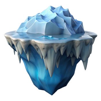 extraordinary abstract A melting glacier calving into the ocean, dramatic and impactful, photorealistic style premium png