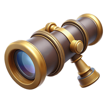 serene abstract A steampunk spyglass with brass and leather construction, intricate lenses and focusing mechanisms, extended for viewing, lit by a soft daylight detailed png