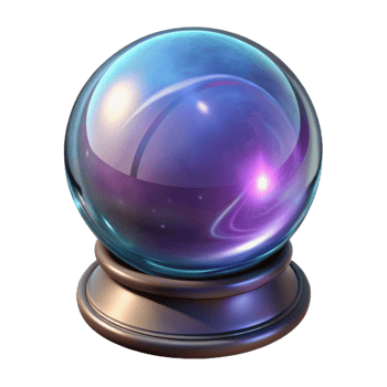 extraordinary minimalist A mystical crystal ball revealing visions of the future, swirling with magical energy, mysterious and intriguing style original png