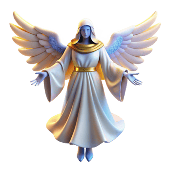 magnificent vintage A graceful celestial being with flowing robes and glowing wings, descending from the heavens. Divine style, ethereal light detailed png