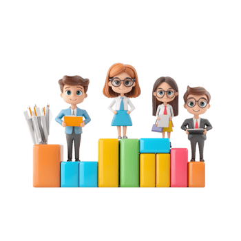 Business Team on Colorful Bar Graphs png