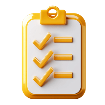 3 Dimensions Yellow Clipboard with Check marks png
