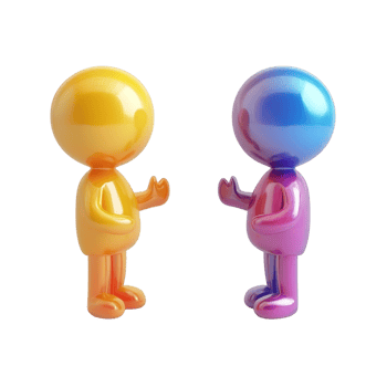 Colorful 3 Dimensions Humanoid Figures Facing Each Other png