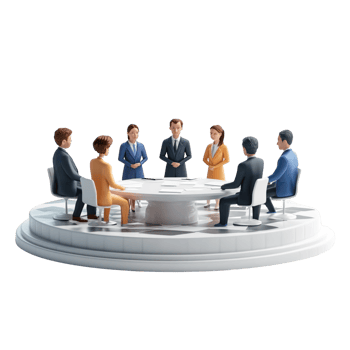 3 Dimensions Business Meeting Around Circular Table png