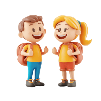 Cheerful Kids with Backpacks Giving Thumbs Up png