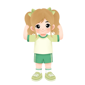 kid exercising activity watercolor illustration, girl strong hands gesture png