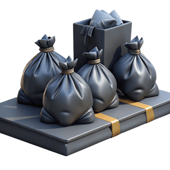 extraordinary artistic A pile of garbage bags on a city sidewalk, urban grime, realistic rendering, dim lighting professional png