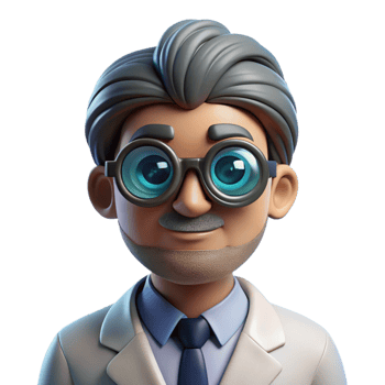 impressive contemporary Portrait of a scientist with intelligent eyes, peering through spectacles, lit by the cool light of a laboratory, in a vintage scientific illustration style high resolution png