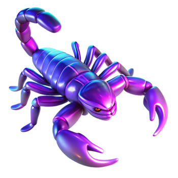 elegant creative A scorpion glowing under UV light, dark background, vibrant and otherworldly style genuine png
