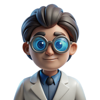 serene abstract Portrait of a scientist with intelligent eyes, peering through spectacles, lit by the cool light of a laboratory, in a vintage scientific illustration style high resolution png