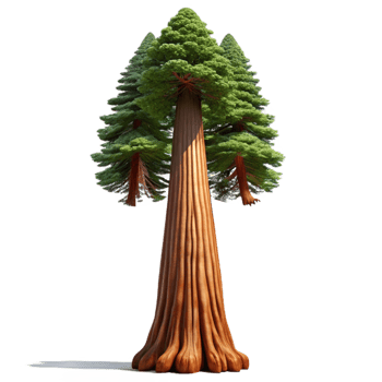 elegant modern A giant sequoia tree towering over a forest, majestic and awe-inspiring, photorealistic style, natural lighting authentic png