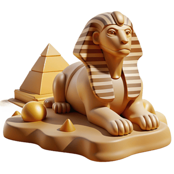 magnificent creative An ancient sphinx, posing its riddle to a weary traveler in the desert. Harsh, midday lighting. Egyptian art style genuine png