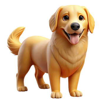 stunning contemporary A loyal golden retriever dog with a wagging tail, bright, sunny outdoor lighting, heartwarming and realistic style high resolution png