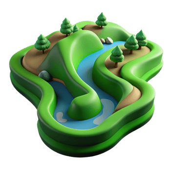 impressive classic A winding river flowing through a green valley, aerial view, landscape photography style high quality png
