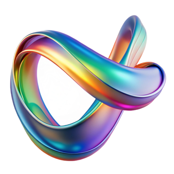 serene artistic A flowing, ribbon-like form, composed of iridescent particles, illuminated by a dynamic, rainbow gradient, in a fluid, abstract expressionist style professional png