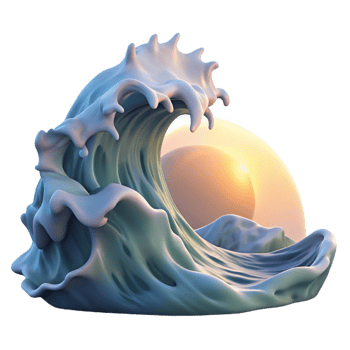 extraordinary artistic A crashing ocean wave at dawn, spray illuminated by the rising sun, photorealistic style 4K png