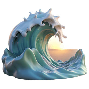 wonderful vintage A crashing ocean wave at dawn, spray illuminated by the rising sun, photorealistic style genuine png