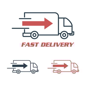 Set Fast Delivery Truck Line Art Arrow Icon Logo Template Illustration Design. EPS 10. vector