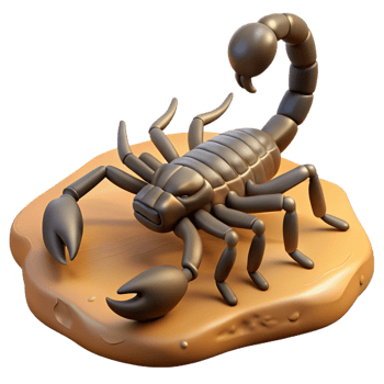 impressive traditional A scorpion in the desert, harsh lighting, realistic style authentic png