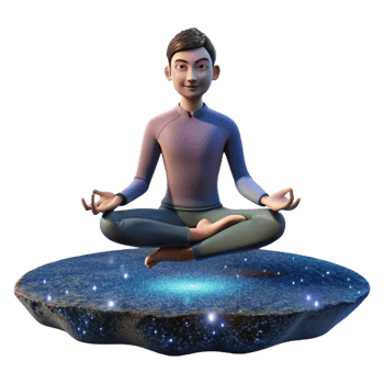 extraordinary vintage A meditating yogi levitating above a serene lake reflecting a starry night sky, in a realistic, spiritual art style detailed png
