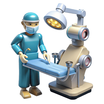 wonderful minimalist A robotic surgeon performing a delicate operation, bright, sterile lighting, medical style premium png