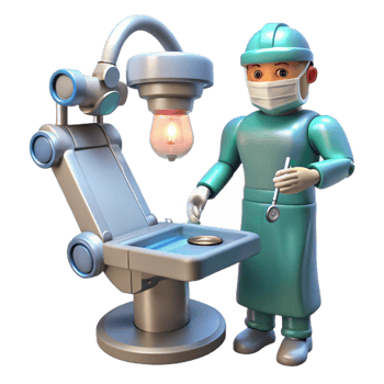 wonderful abstract A robotic surgeon performing a delicate operation, bright, sterile lighting, medical style high quality png