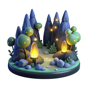 elegant abstract A group of fireflies illuminating a dark forest, magical lighting, enchanting style 4K png