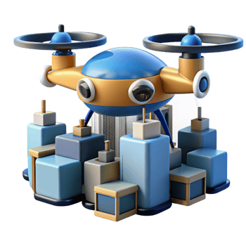serene minimalist A futuristic, self-driving delivery drone navigating a crowded cityscape, its sleek, aerodynamic design catching the light. Photorealistic style genuine png