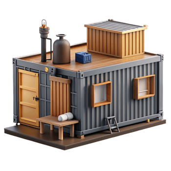 beautiful vintage Shipping container house, industrial aesthetic, repurposed materials, upcycled style detailed png