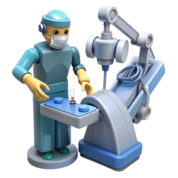 stunning artistic A robotic surgeon performing a complex operation, precise and detailed, medical illustration style genuine png