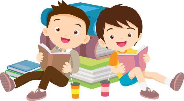 Little boy flipping through pages of a picture book. png