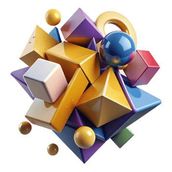 extraordinary modern A dynamic composition of fragmented, geometric shapes, colliding and merging, with a bold, cubist style high resolution png