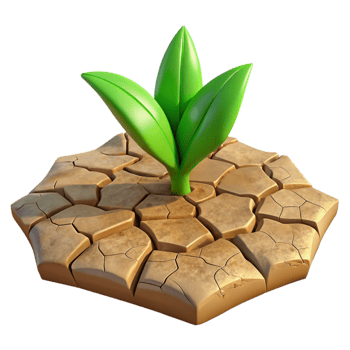 serene traditional A cracked desert floor with a single, resilient green plant, harsh sunlight, photorealistic style original png