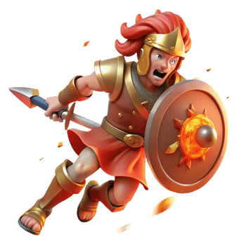 elegant traditional A fierce Ares with a blood-stained sword and shield, charging into battle. Roman style. Fiery, chaotic lighting high quality png