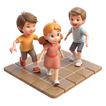 extraordinary vintage A group of children playing hopscotch on a cracked sidewalk, nostalgic style, warm afternoon light genuine png