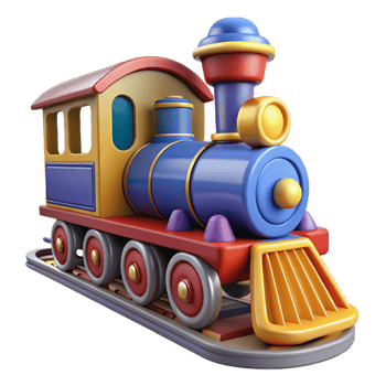 magnificent vintage A cartoon train chugging along a railroad track, scenic countryside and bright sunlight illuminating the scene, rendered in a classic cartoon style exclusive png