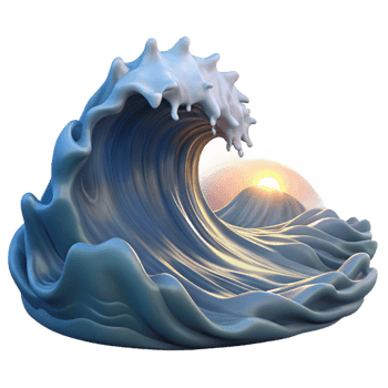 beautiful contemporary A crashing ocean wave at dawn, spray illuminated by the rising sun, photorealistic style premium png