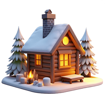 wonderful vintage A cozy log cabin in a snowy forest, warm firelight from within, rustic photography style high resolution png