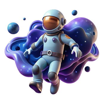 wonderful modern A lone figure in a spacesuit floating in the vastness of space, surrounded by swirling nebulae and distant galaxies. Digital painting style authentic png