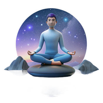 beautiful contemporary A meditating yogi levitating above a serene lake reflecting a starry night sky, in a realistic, spiritual art style exclusive png