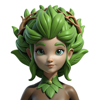 serene vintage A beautiful dryad with bark-like skin and leafy hair, merging with a giant oak tree. Soft, green lighting. Fantasy realism style high resolution png