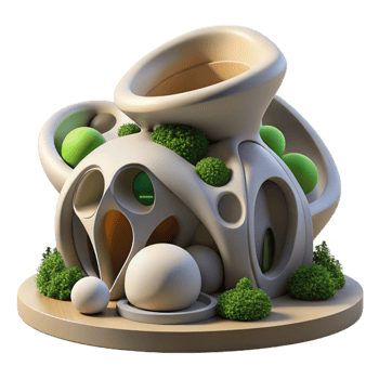 magnificent traditional Biomorphic architecture, organic forms, natural inspiration, sustainable design, futuristic architecture 4K png