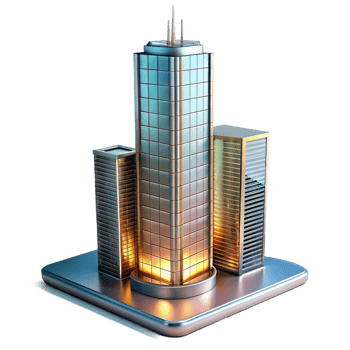 wonderful classic A modern glass and steel skyscraper with a sleek minimalist design, reflecting the city skyline, sunset lighting. Modern architecture, urban landscape, high-resolution premium png