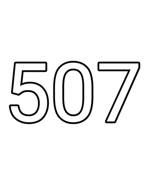 Black and white color numbers 507 png