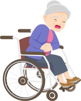 Grandma came to see the doctor because she had a stomachache. png