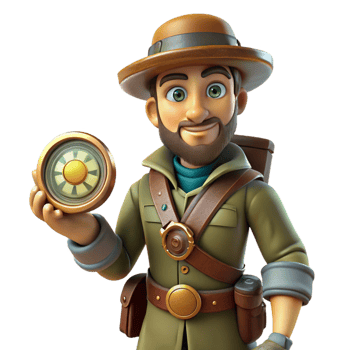 serene traditional Steampunk explorer, rugged clothing, intricate compass, bright sunlight high quality png
